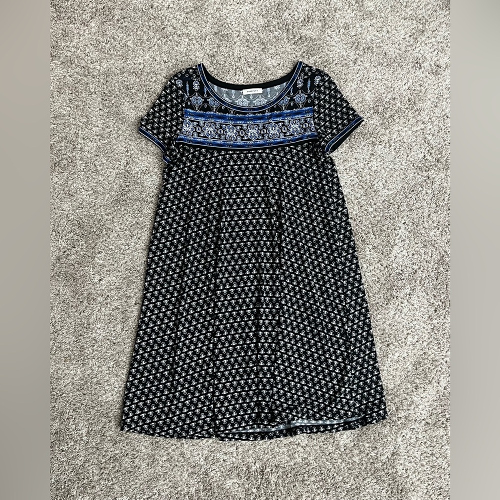 Max Studio Black/White/Blue Sheath Dress